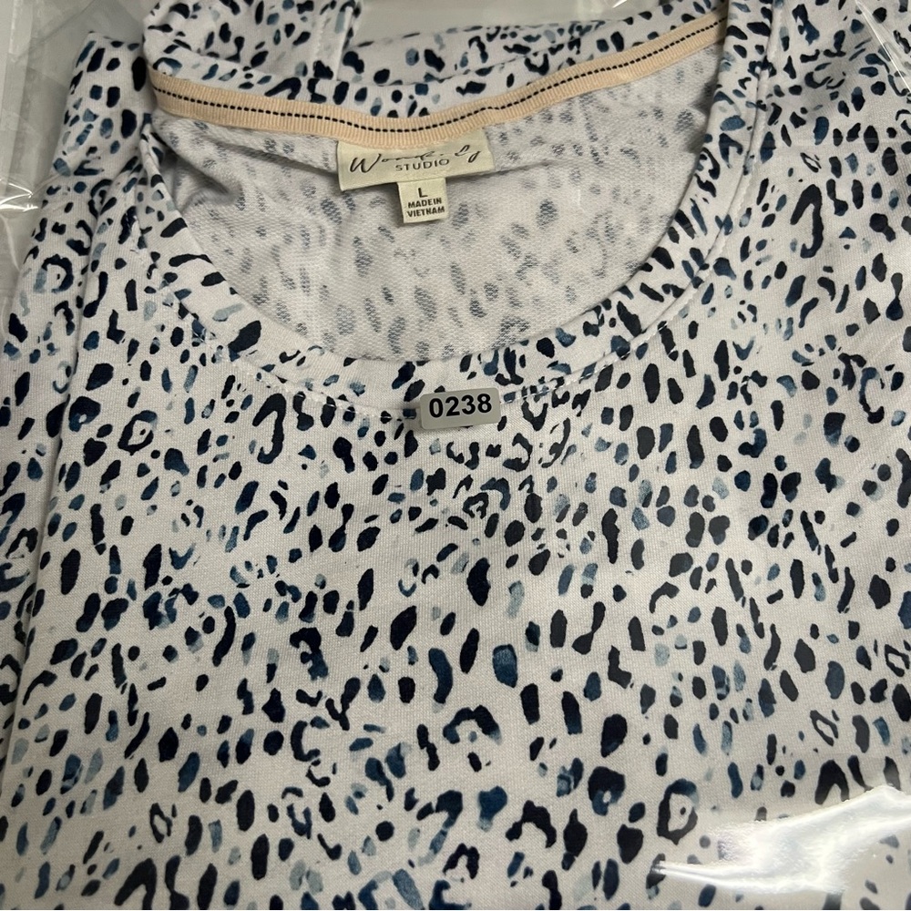 Wonderly Studio White with Navy and Teal Speckle Print Sleeveless Dress- M - Picture 8 of 8